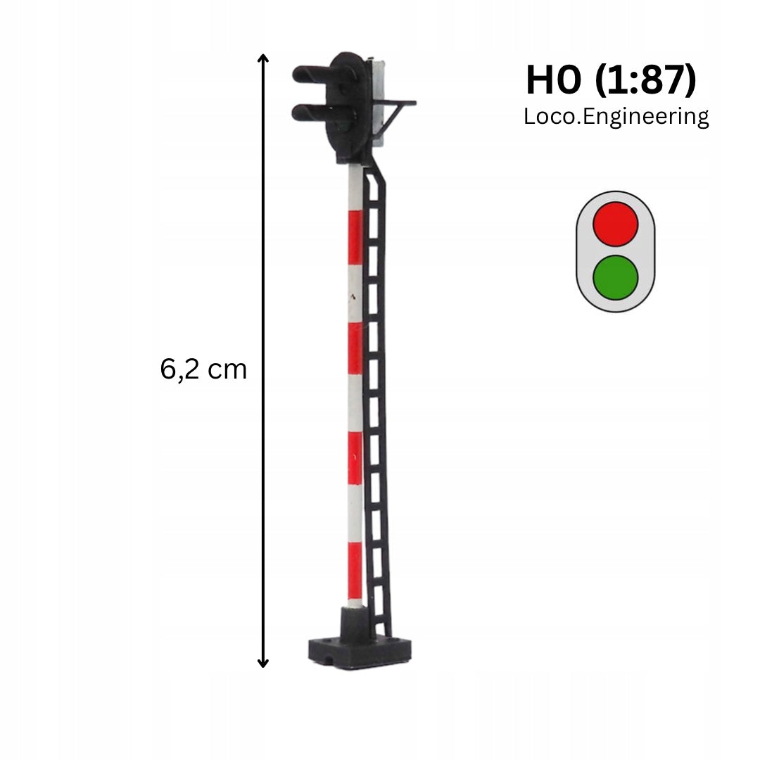 Semafor 2-komorowy H0 czerwony, zielony z długim daszkiem