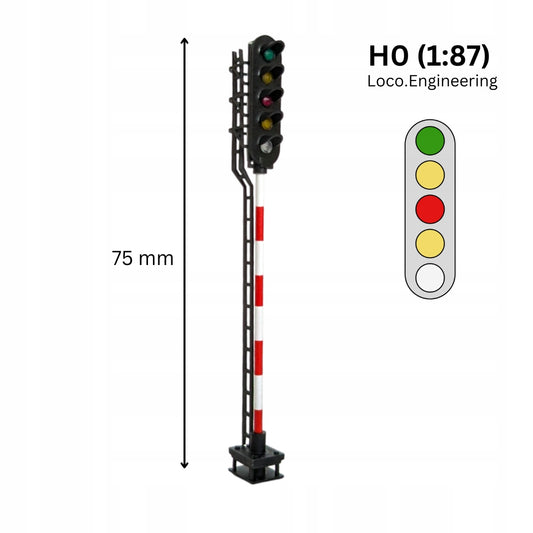 Semafor 5-komorowy H0 z krótkim daszkiem