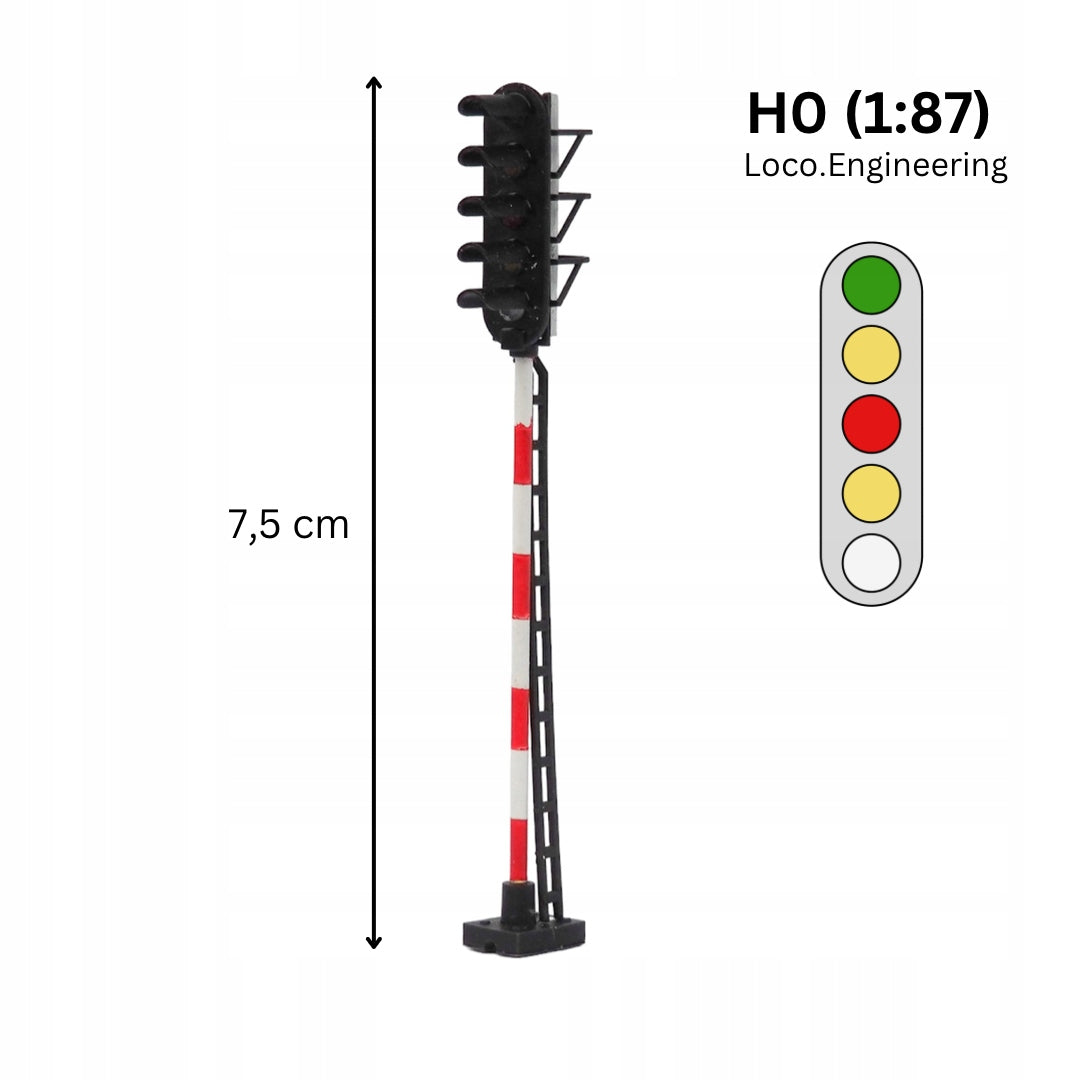 Semafor 5-komorowy H0 z długim daszkiem