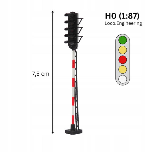 Semafor 5-komorowy H0 z długim daszkiem