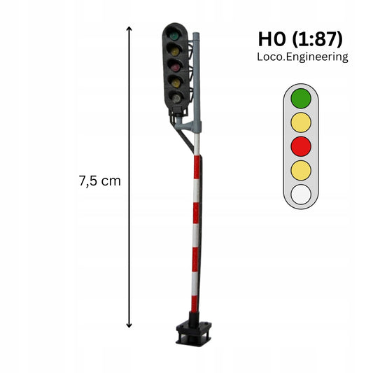 Semafor 5-komorowy H0 lewy z krótkim daszkiem